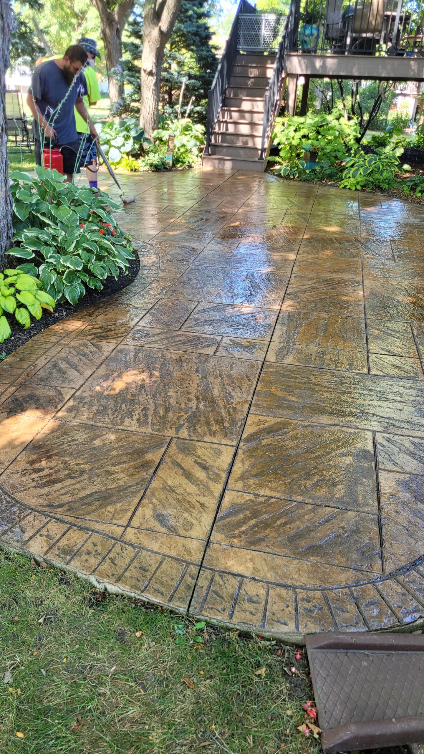 a lanon stone color with colina tan accents on this stamped patio